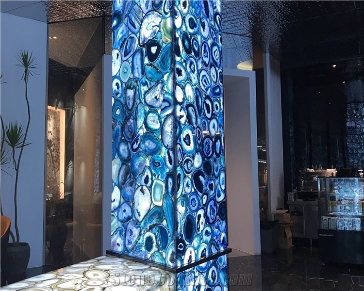 Semi-Precious Blue Onyx Agate Stone Table Top