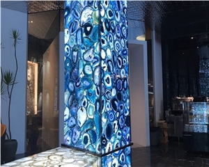 Semi-Precious Blue Onyx Agate Stone Table Top