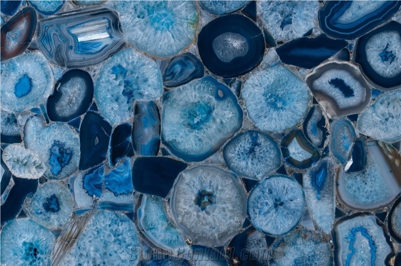 Semi-Precious Blue Onyx Agate Stone Table Top