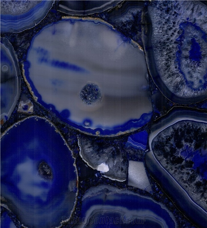 Semiprecious Blue Agate Stone Marble Slab Wall Panel