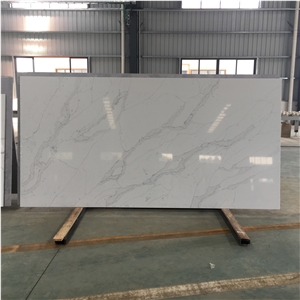 White Artificial Calacatta Quartz Slabs For Vanity Top
