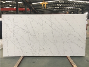 White Artificial Carrara Engineered Quartz Stone Slabs