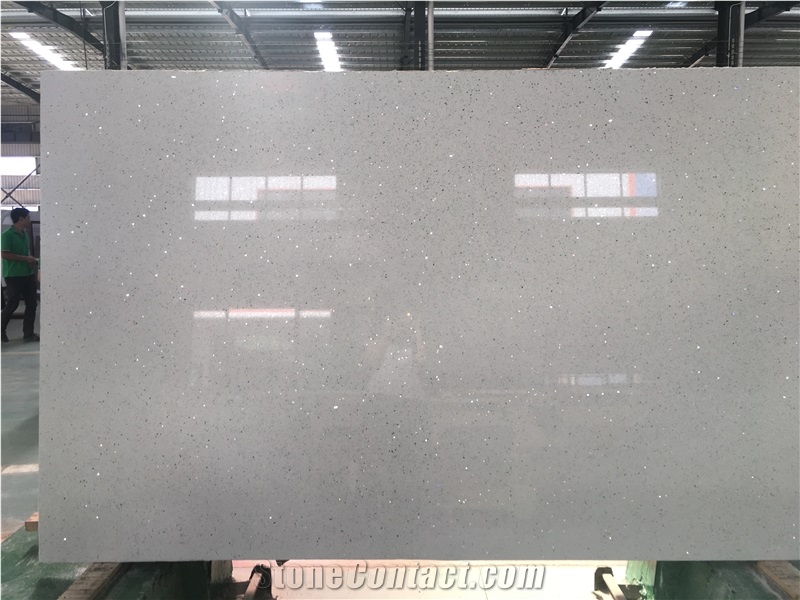 White Glaring Grains Quartz Slabs For Table Tops,Worktops