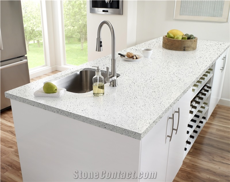 White Glaring Grains Quartz Slabs For Table Tops,Worktops