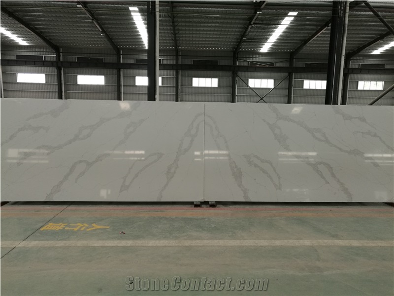 White Quartz Prefab Kitchen Countertops Bar Tops