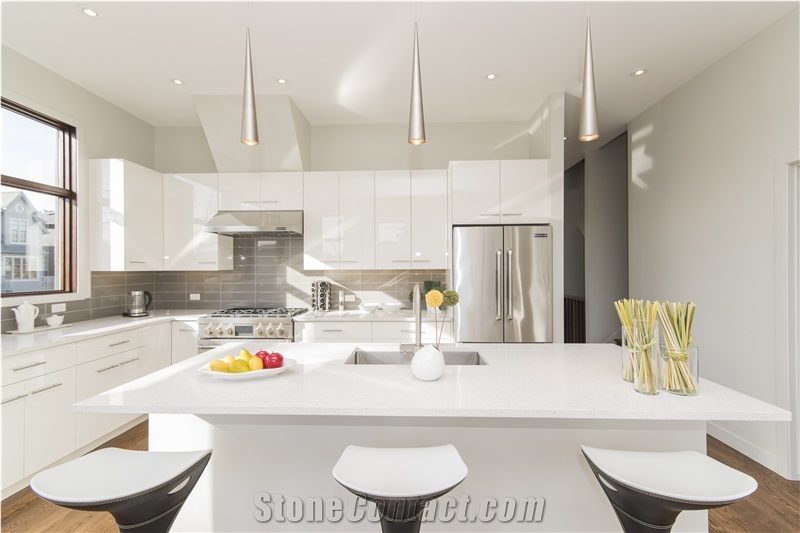 White Quartz Slabs With Big Grains Slabs For Countertops