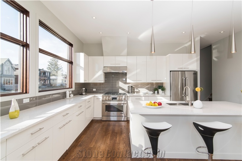 White Quartz Slabs With Big Grains Slabs For Countertops
