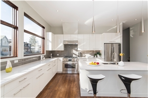 White Quartz Slabs With Big Grains Slabs For Countertops