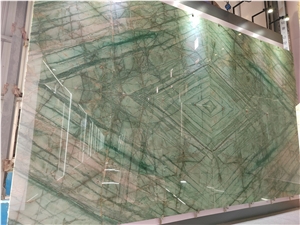 Bookmatch Botanic Bordeaux Emerald Green Quartzite Slab
