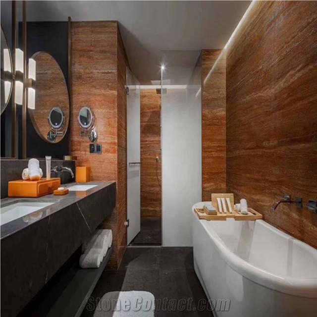 Cut To Size Red Travertine Wall & Floor Tile For Projects