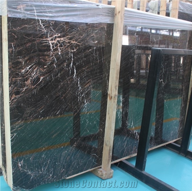 European Network Brown Marble,Red Vein Black Marble Slabs
