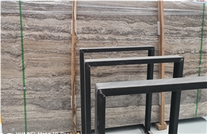 Filled Wavy Kashan Silver Travertine Stone Tiles & Slabs