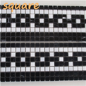 Glass And Marble Linear Strips Mosaic Wall Mosaic Tiles