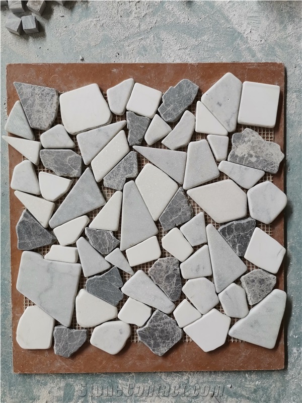 Irregular Tumbled Natural Stone Mosaic Pattern Design Tiles