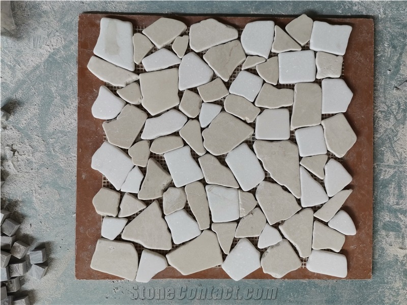 Irregular Tumbled Natural Stone Mosaic Pattern Design Tiles