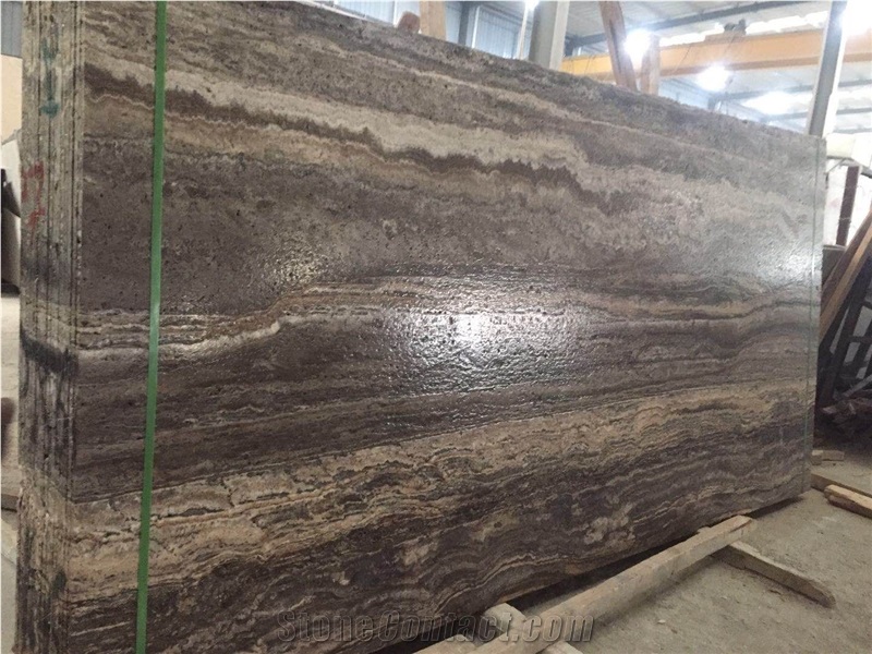 Leathered Face Iran Wavy Zebra Silver Grey Travertine Slabs