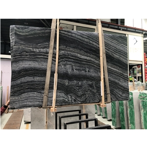 Natural Zebra Black Ancient Wood Vein Marble Flooring Tile