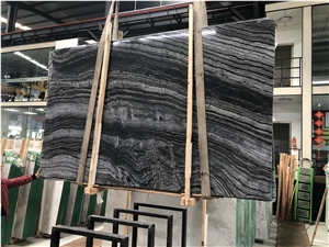 Natural Zebra Black Ancient Wood Vein Marble Flooring Tile