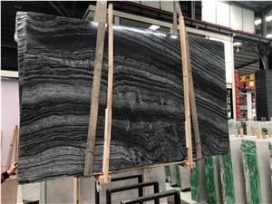 Natural Zebra Black Ancient Wood Vein Marble Flooring Tile