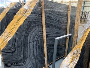 Natural Zebra Black Ancient Wood Vein Marble Flooring Tile