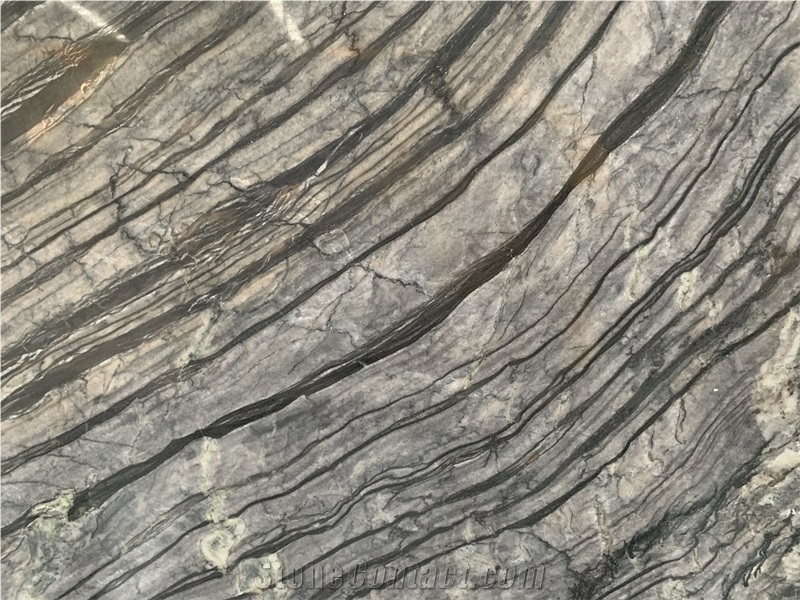 Natural Zebra Black Ancient Wood Vein Marble Flooring Tile