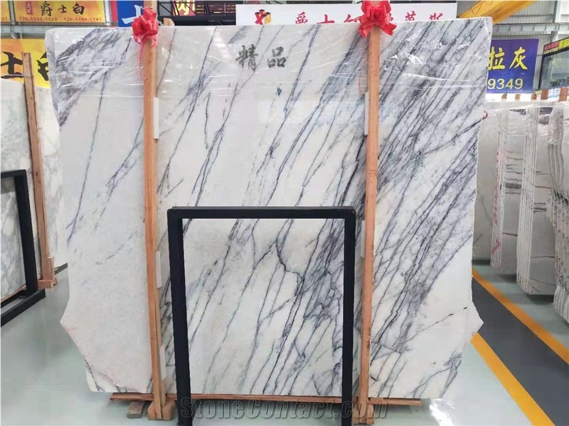 Polished Milas White Lilac Marble Open Book TV Background