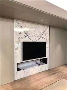 Polished Milas White Lilac Marble Open Book TV Background