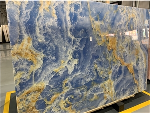 Polished Natural Transparent Blue Onyx Wall Panels