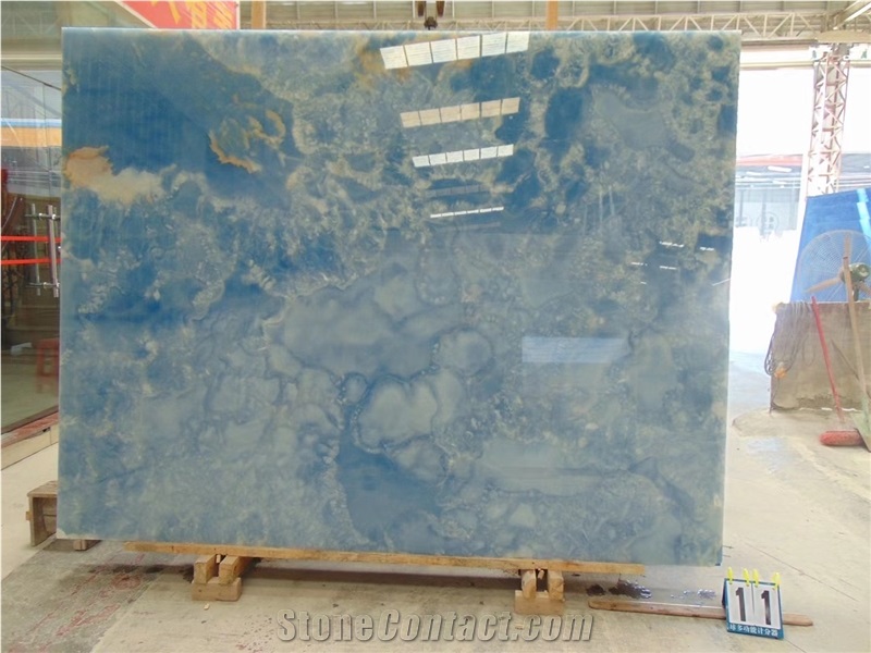 Polished Natural Transparent Blue Onyx Wall Panels