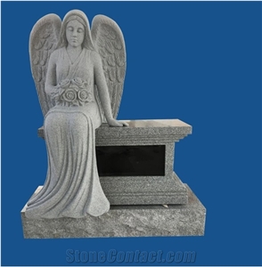 Niche Angel Grey Granite Sculpture Columbarium For Cemetery