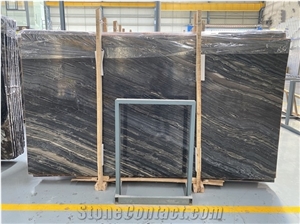 China Unstained Zebra Black Marble Slab