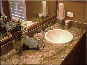 India Rainforest Brown-Red Marble Slab