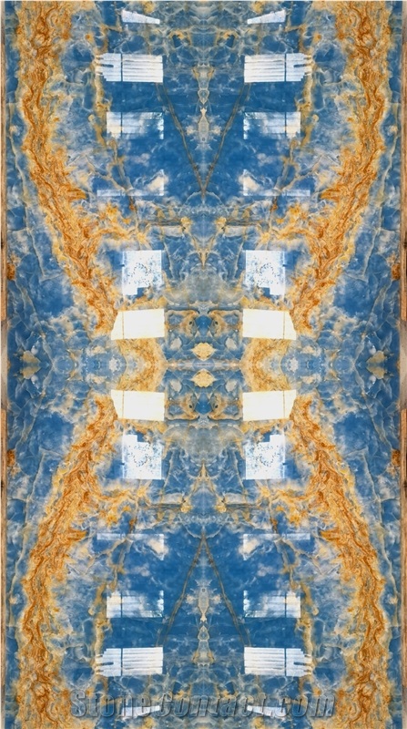 Blue Onyx Bookmatched Wall Floor Slabs Tiles Translucent