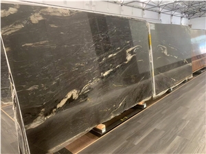 Cosmic Black Gold Titanium Granite Bookmatch Slabs Tile