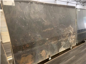 Cosmic Black Gold Titanium Granite Bookmatch Slabs Tile