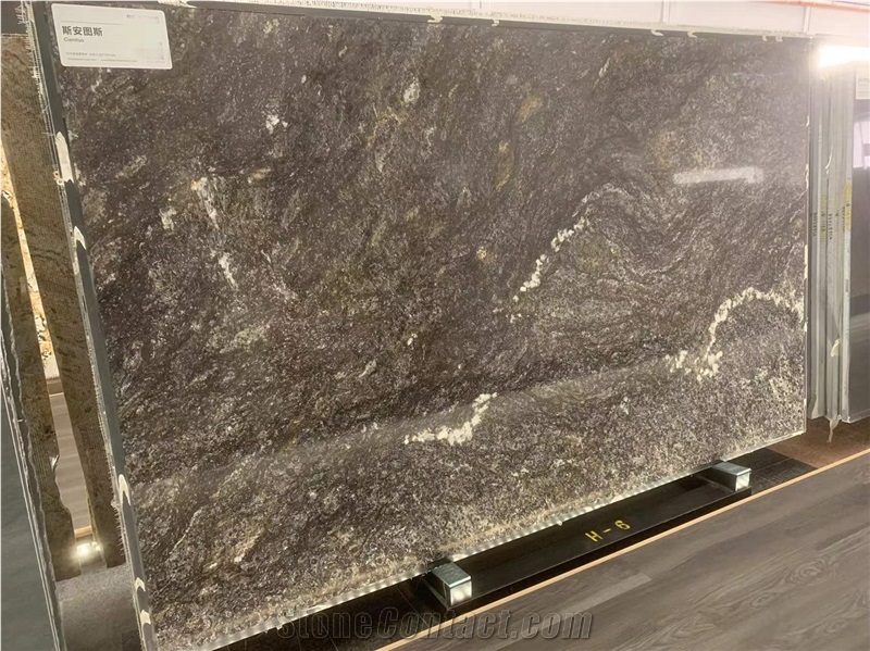Cosmic Black Gold Titanium Granite Bookmatch Slabs Tile