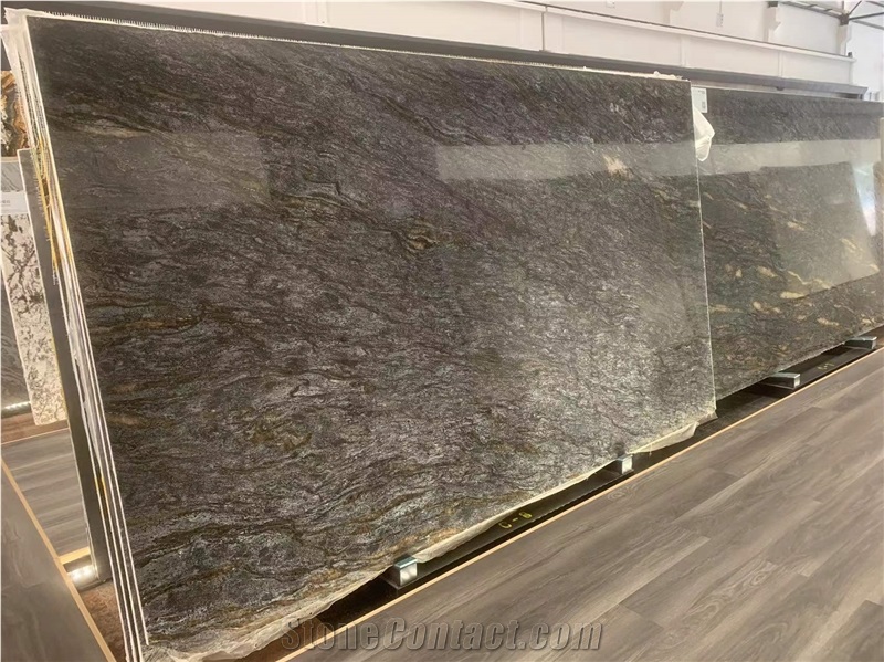 Cosmic Black Gold Titanium Granite Bookmatch Slabs Tile