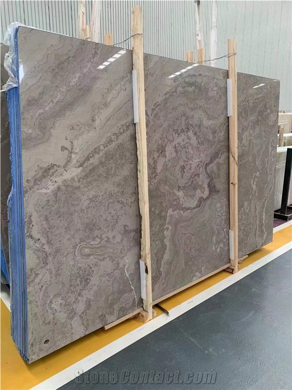 Cross Vein Grey Brown Coffee Vein Marble Slabs Tiles