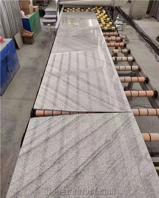 New Viscount White Granite Open Book Slabs Tiles Kitchen