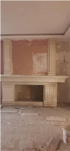 Vratza Crema Extra Limestone Fireplace