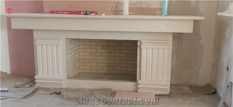 Vratza Crema Extra Limestone Fireplace