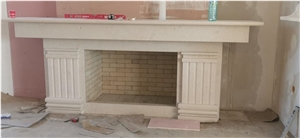Vratza Crema Extra Limestone Fireplace