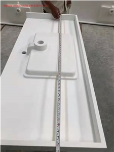 Polished Hotel/Multifamily White Quartz Bathroom Vanity Tops
