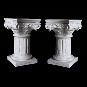White Limestone Roman Column Base, Exterior Stone Pillar
