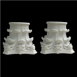 White Limestone Roman Column Base, Exterior Stone Pillar