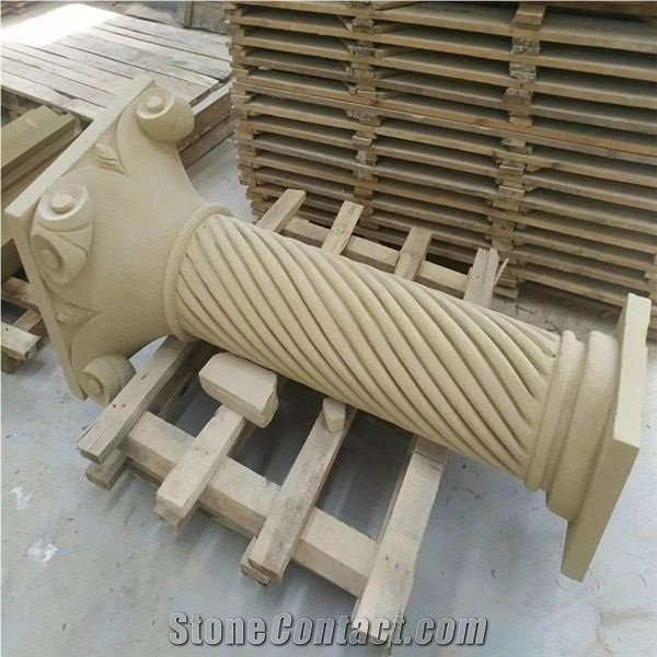 White Limestone Roman Column Base, Exterior Stone Pillar