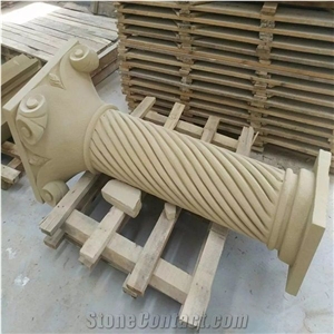 White Limestone Roman Column Base, Exterior Stone Pillar