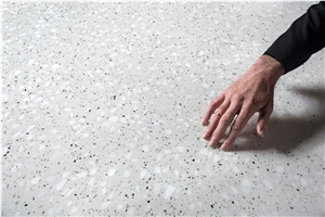 China FTK2003 Pearl White Terrazzo Polished Floor Tiles