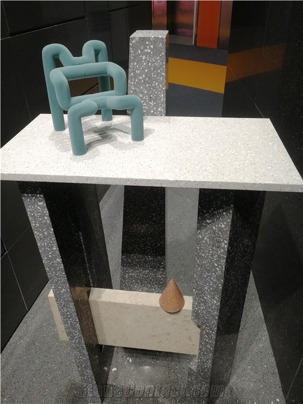 China FTK2003 Pearl White Terrazzo Polished Floor Tiles