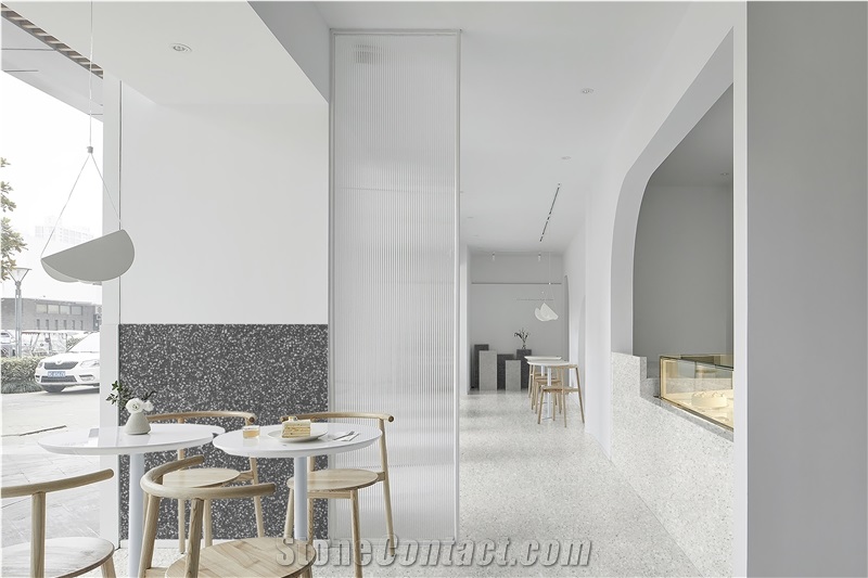 China FTK2003 Pearl White Terrazzo Polished Floor Tiles